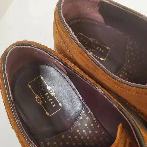 Ted Baker Brown Perforated Leather Wingtip Lace Up Shoes 10 - Picture 6 of 10